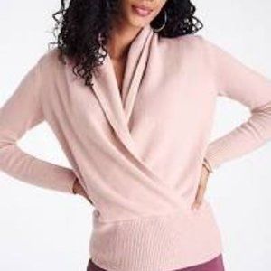 ANN TAYLOR Cashmere Wrap Sweater In Rose Smoke